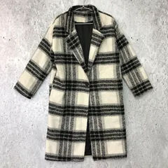 GRL グレイル 起毛 チェック ロング コート ホワイト Fサイズ ◇〇