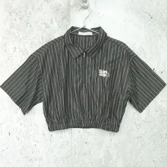 AS KNOW AS plus アズノゥアズプラス ハーフジップ クロップド 半袖シャツ チャコールグレー □〇のサムネイル