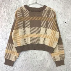 earth music&ecology アースミュージックアンドエコロジー チェック ニット プルオーバー ベージュ Fサイズ ◇〇