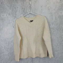 INDIVI インディヴィ Vネック レディース ニット 長袖 サイズ38 ケーブル編み アイボリー ◇〇