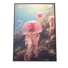 【B4サイズ(約25x36cm)】【lh-poster-2541】クラゲ ポスター シーサイド マリンスタイル ジェリーフィッシュ 水族館 水中 海 魚 インテリア