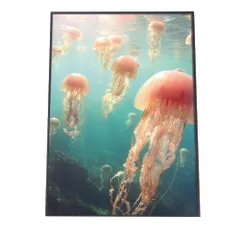 【A4サイズ(約21x30cm)】【lh-poster-2545】クラゲ ポスター シーサイド マリンスタイル ジェリーフィッシュ 水族館 水中 海 魚 インテリア