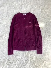 LACOSTE  ボルドー　ゲーブルニット　カーディガン　サイズ　36