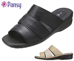 パンジー 6733 Pansy オフィスサンダル ウエッジサンダル ヘップサンダル レディースサンダル つっかけ 前開き ウエッジソール オフィス履き 事務所履き 履きやすい 疲れにくい 婦人 靴 ブラック ライトゴールド 黒のサムネイル