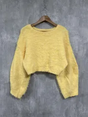 mistic ミスティック ウールシャギーショート ニット セーター sizeF/黄 ◆■ レディース