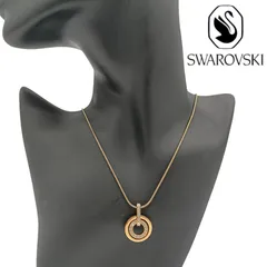 SWAROVSKI　スワロフスキー　ネックレス　アクセサリー　ダブルサークルモチーフ　ゴールド　ペンダント　チェーン