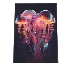 【A2サイズ（約42x59cm）】【lh-poster-2735】【フレーム付き】電脳 LED 機械 デジタル ネオン 未来 クラゲ ジェリーフィッシュ 水族館 水中 海 魚 インテリア サイバー