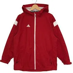 adidas/アディダス ナイロンジャケット ウインドブレーカー フード ライトアウター ナイロンジャケット ワンポイント刺繍 Vietnam製 XLサイズ レッド