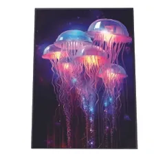 【B4サイズ（約25x36cm）】【lh-poster-2741】【フレーム付き】電脳 LED 機械 デジタル ネオン 未来 クラゲ ジェリーフィッシュ 水族館 水中 海 魚 インテリア サイバー