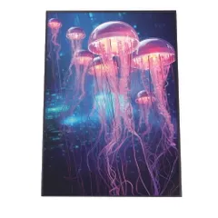 【A3サイズ（約30×42cm）】【lh-poster-2742】【フレーム付き】電脳 LED 機械 デジタル ネオン 未来 クラゲ ジェリーフィッシュ 水族館 水中 海 魚 インテリア サイバー