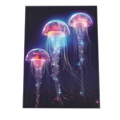 【B4サイズ（約25x36cm）】【lh-poster-2747】【フレーム付き】電脳 LED 機械 デジタル ネオン 未来 クラゲ ジェリーフィッシュ 水族館 水中 海 魚 インテリア サイバー