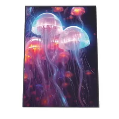 【A4サイズ（約21x30cm）】【lh-poster-2748】【フレーム付き】電脳 LED 機械 デジタル ネオン 未来 クラゲ ジェリーフィッシュ 水族館 水中 海 魚 インテリア サイバー