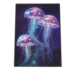 【A3サイズ（約30×42cm）】【lh-poster-2749】【フレーム付き】電脳 LED 機械 デジタル ネオン 未来 クラゲ ジェリーフィッシュ 水族館 水中 海 魚 インテリア サイバー