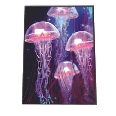 【A3サイズ（約30×42cm）】【lh-poster-2750】【フレーム付き】電脳 LED 機械 デジタル ネオン 未来 クラゲ ジェリーフィッシュ 水族館 水中 海 魚 インテリア サイバー