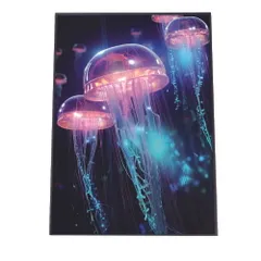 【B2サイズ（約51x73cm）】【lh-poster-2753】【フレーム付き】電脳 LED 機械 デジタル ネオン 未来 クラゲ ジェリーフィッシュ 水族館 水中 海 魚 インテリア サイバー