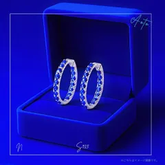 208P【美飾】サファイアフープピアス プラチナコーティング 上品ロイヤルブルー CZダイヤ 大人の高級感 金属アレルギー対応 軽量 フォーマル普段使いOK ギフト人気 シルバー S925