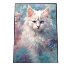 色鉛筆画A4白猫と紫陽花 - メルカリ