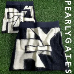 PEARLY GATES パーリーゲイツ ゴルフ モヘヤ混 ニット BIGロゴ柄 ストレッチ ミニ スカート ゴルフウェア レディース 055-2234122 定価3.4万 ダークネイビー ホワイト  ▲038▼50402w02