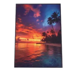 【A4サイズ（約21x30cm）】【lh-poster-2789】【フレーム付き】海 beach ビーチ 波 島 リゾート 夕焼け ヤシの木 ココナッツ 海岸 ポスター インテリア
