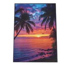 【B4サイズ（約25x36cm）】【lh-poster-2790】【フレーム付き】海 beach ビーチ 波 島 リゾート 夕焼け ヤシの木 ココナッツ 海岸 ポスター インテリア