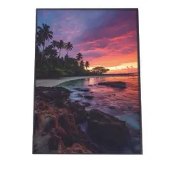 【B4サイズ（約25x36cm）】【lh-poster-2797】【フレーム付き】海 beach ビーチ 波 島 リゾート 夕焼け ヤシの木 ココナッツ 海岸 ポスター インテリア
