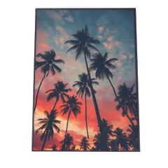 【A3サイズ（約30×42cm）】【lh-poster-2798】【フレーム付き】海 beach ビーチ 波 島 リゾート 夕焼け ヤシの木 ココナッツ 海岸 ポスター インテリア