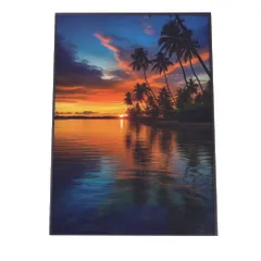 【B3サイズ（約36x51cm）】【lh-poster-2801】【フレーム付き】海 beach ビーチ 波 島 リゾート 夕焼け ヤシの木 ココナッツ 海岸 ポスター インテリア