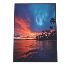【A4サイズ（約21x30cm）】【lh-poster-2804】【フレーム付き】海 beach ビーチ 波 島 リゾート 夕焼け ヤシの木 ココナッツ 海岸 ポスター インテリア