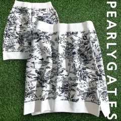 PEARLY GATES パーリーゲイツ ゴルフ ウォームコットン リブ切替 花柄 ストレッチ ミニスカート ニットスカート ゴルフウェア レディース 055-2234918 定価3.5万 ホワイト ブラック ▲039▼50507w02