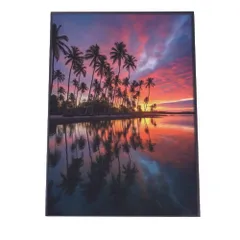 【B3サイズ（約36x51cm）】【lh-poster-2808】【フレーム付き】海 beach ビーチ 波 島 リゾート 夕焼け ヤシの木 ココナッツ 海岸 ポスター インテリア