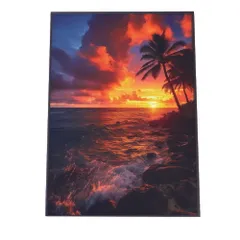 【B3サイズ（約36x51cm）】【lh-poster-2810】【フレーム付き】海 beach ビーチ 波 島 リゾート 夕焼け ヤシの木 ココナッツ 海岸 ポスター インテリア