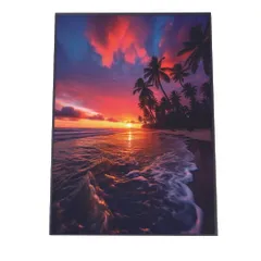 【B3サイズ（約36x51cm）】【lh-poster-2811】【フレーム付き】海 beach ビーチ 波 島 リゾート 夕焼け ヤシの木 ココナッツ 海岸 ポスター インテリア