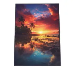 【B3サイズ（約36x51cm）】【lh-poster-2813】【フレーム付き】海 beach ビーチ 波 島 リゾート 夕焼け ヤシの木 ココナッツ 海岸 ポスター インテリア