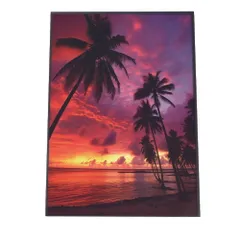 【A3サイズ（約30×42cm）】【lh-poster-2815】【フレーム付き】海 beach ビーチ 波 島 リゾート 夕焼け ヤシの木 ココナッツ 海岸 ポスター インテリア