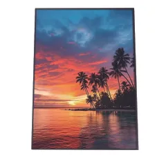 【B4サイズ（約25x36cm）】【lh-poster-2817】【フレーム付き】海 beach ビーチ 波 島 リゾート 夕焼け ヤシの木 ココナッツ 海岸 ポスター インテリア