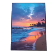 【B4サイズ（約25x36cm）】【lh-poster-2820】【フレーム付き】海 beach ビーチ 波 島 リゾート 夕焼け ヤシの木 ココナッツ 海岸 ポスター インテリア