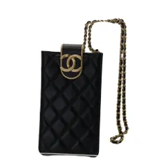 ≪値下げ≫【中古】CHANEL シャネル ココマーク フォンケース フォンショルダー ラムスキン ブラック ゴールド金具 チェーンショルダー スマホショルダー シール付 A2406193 【無料ギフトラッピング承ります】