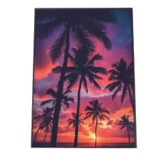 【A4サイズ（約21x30cm）】【lh-poster-2840】【フレーム付き】海 beach ビーチ 波 島 リゾート 夕焼け ヤシの木 ココナッツ 海岸 ポスター インテリア