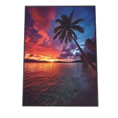 【B4サイズ（約25x36cm）】【lh-poster-2841】【フレーム付き】海 beach ビーチ 波 島 リゾート 夕焼け ヤシの木 ココナッツ 海岸 ポスター インテリア