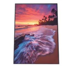 【B3サイズ（約36x51cm）】【lh-poster-2848】【フレーム付き】海 beach ビーチ 波 島 リゾート 夕焼け ヤシの木 ココナッツ 海岸 ポスター インテリア