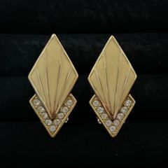 【良品】Christian Dior ディオール ヴィンテージ イヤリング アールデコ風 クリスタル ビジュー ゴールドカラー Germany 1209001