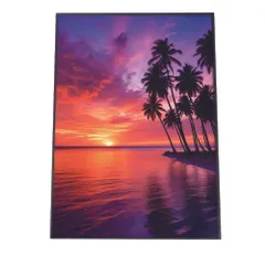 【A4サイズ（約21x30cm）】【lh-poster-2851】【フレーム付き】海 beach ビーチ 波 島 リゾート 夕焼け ヤシの木 ココナッツ 海岸 ポスター インテリア