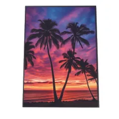 【B4サイズ（約25x36cm）】【lh-poster-2852】【フレーム付き】海 beach ビーチ 波 島 リゾート 夕焼け ヤシの木 ココナッツ 海岸 ポスター インテリア