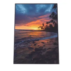 【A1サイズ（約59x84cm）】【lh-poster-2853】【フレーム付き】海 beach ビーチ 波 島 リゾート 夕焼け ヤシの木 ココナッツ 海岸 ポスター インテリア