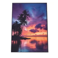 【B2サイズ（約51x73cm）】【lh-poster-2854】【フレーム付き】海 beach ビーチ 波 島 リゾート 夕焼け ヤシの木 ココナッツ 海岸 ポスター インテリア