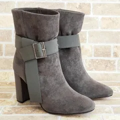 チャールズ アンド キース ☆ スエード調 ベルトデザイン ショートブーツ 38 ブーツ グレー系 Charles & Keith
