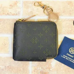 ラシット russet ☆ モノグラム L字 ミニ財布 カードケース カーキ系 キーフック付 ナイロン 財布