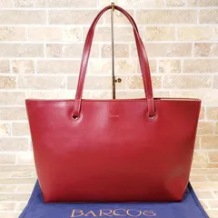 美品 バルコス BARCOS ☆ レザー トートバッグ A4OK ボルドー系