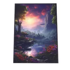 【B4サイズ（約25x36cm）】【lh-poster-2879】【フレーム付き】ポスター ジャングル 森 林 木 夕焼け 景色 山 谷 風景 日没 霧 ナチュラルインテリア アーバンモダン アールデコ