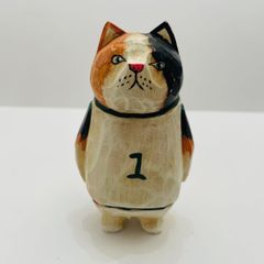 木彫り 三毛猫 手彫り 置物 木製 猫雑貨 インテリア オブジェ 開運